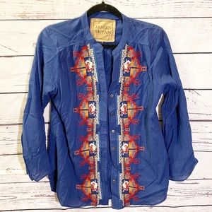 SALE $5/$25 James Bryan Embroidered Lightweight Tunic Blouse Size Small